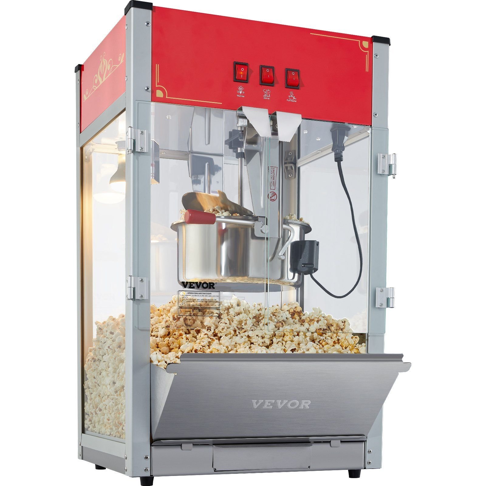VEVOR Popcorn Maker, 1440W Popcorn Popper Machine, 12 Oz Kettle Makes 80 Cups per Batch, Countertop Popcorn Maker with Tempered Glass VEVOR Popcorn Maker, 1440W Popcorn Popper Machine, 12 Oz Kettle Makes 80 Cups per Batch, Countertop Popcorn Maker with Tempered Glass